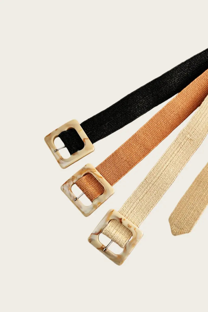 Artisan Marbled Square Buckle Stretch Waist Belt Leto Collection