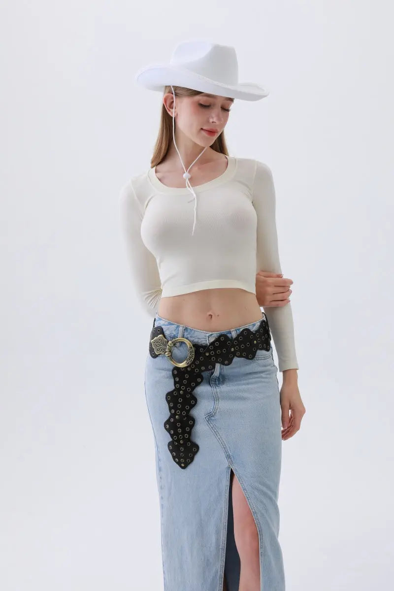 Vintage Leaf Stud Belt – Adjustable Bohemian Waist Cincher🌿✨ Leto Collection