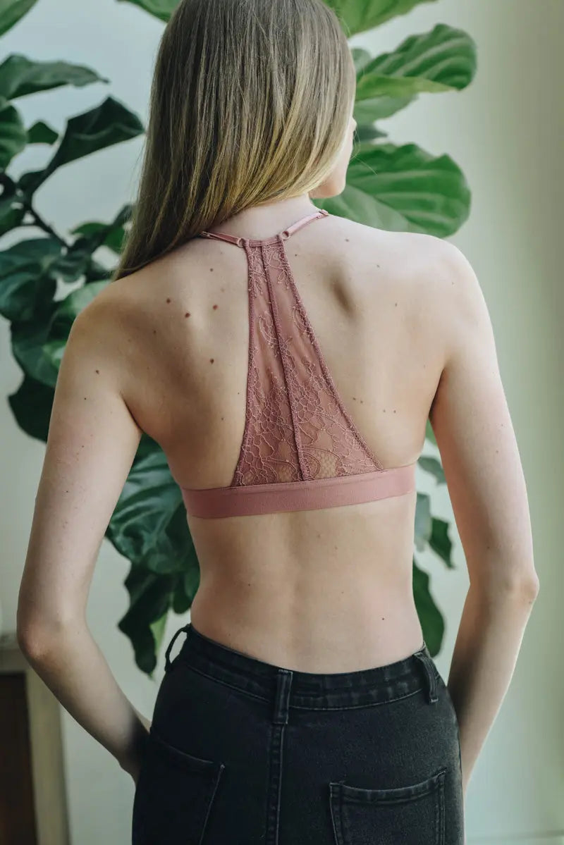 Delicate Sheer Lace Minimal Chantilly Triangle Bralette Leto Collection