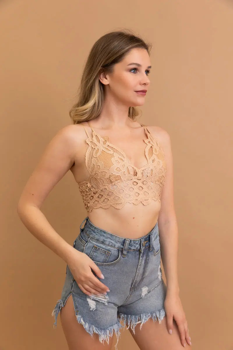 Crochet Lacey Charm Padded Bralette Leto Collection