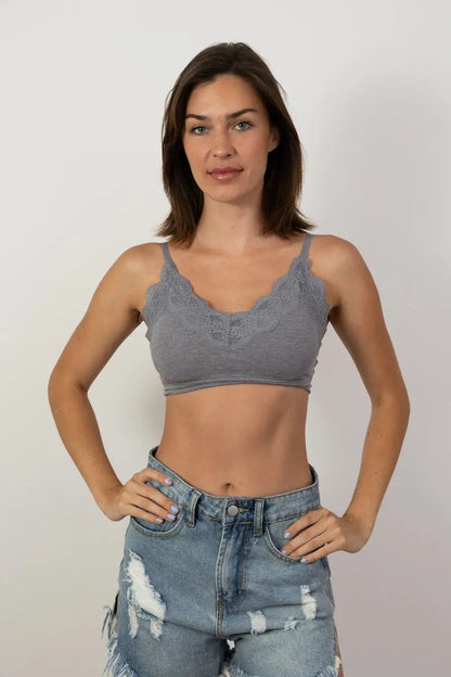 Comfort Chic Ribbed Lace Padded Bralette Leto Collection