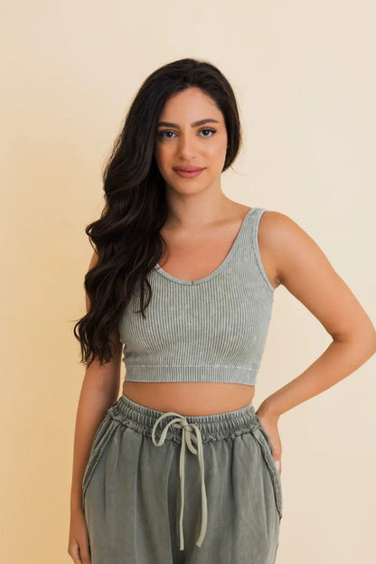 Just Breathe Washed Ribbed Bralette Leto Collection