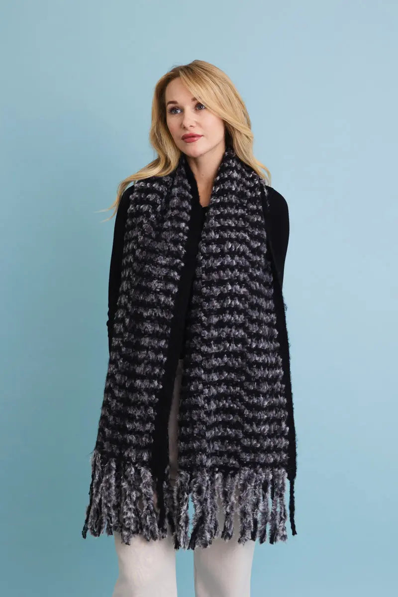 Ultra Soft Chenille Tassel Scarf Leto Collection