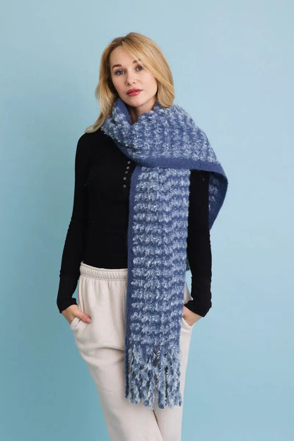 Ultra Soft Chenille Tassel Scarf Leto Collection