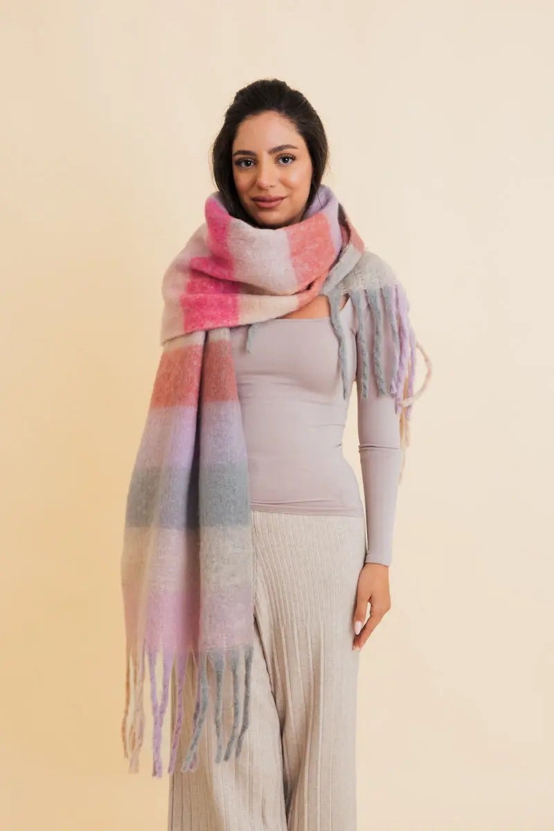 Cozy Breeze Oversized Fringe Scarf - Fall & Winter Essential Leto Collection