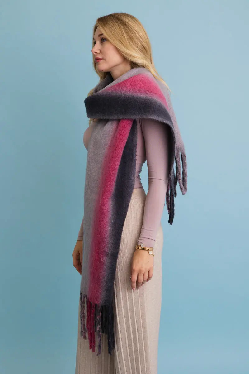 Ombre Dream Luxe Fringe Blanket Scarf Leto Collection