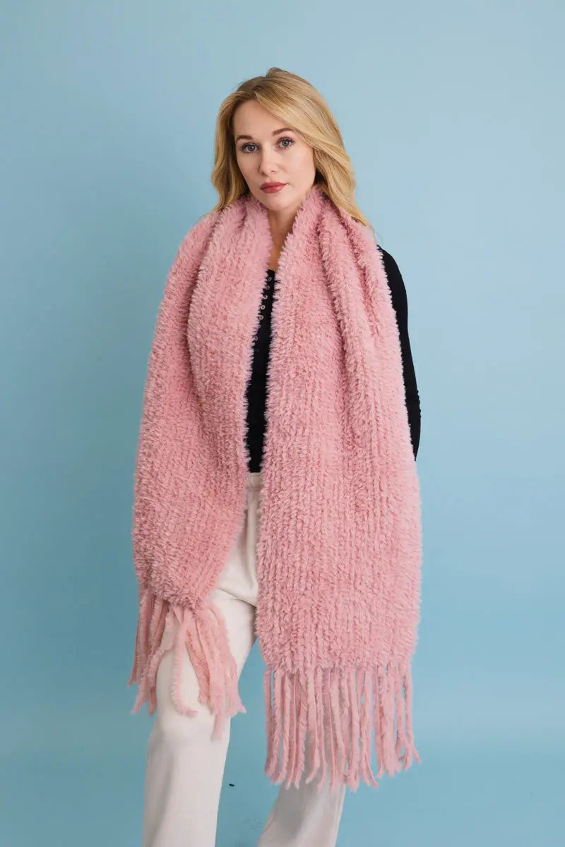 Ultra Soft Boucle Fringe Blanket Scarf Leto Collection