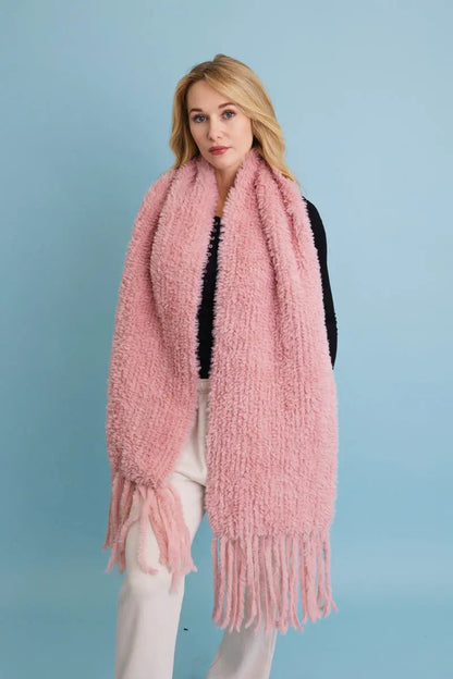 Ultra Soft Boucle Fringe Blanket Scarf Leto Collection