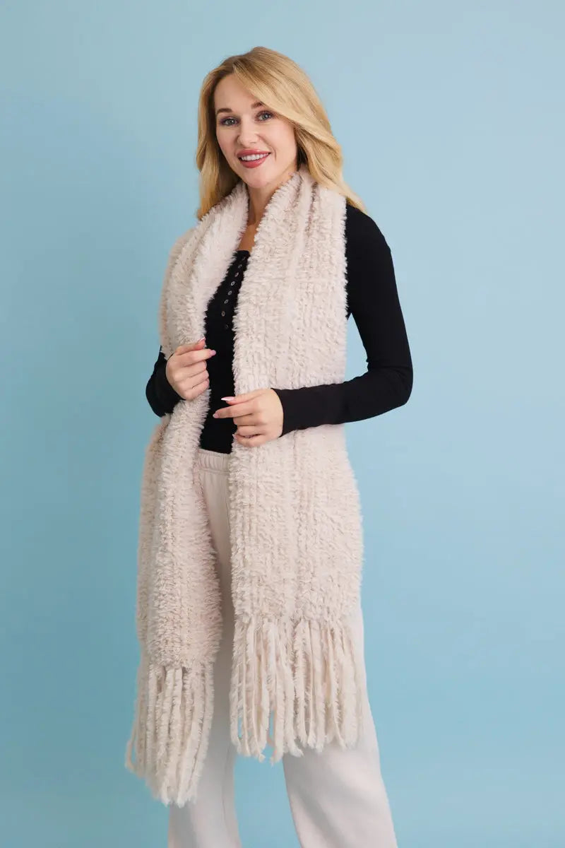 Ultra Soft Boucle Fringe Blanket Scarf Leto Collection