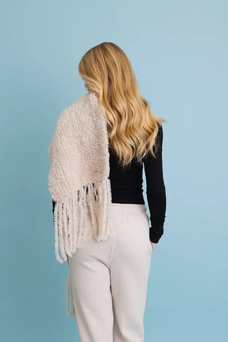Ultra Soft Boucle Fringe Blanket Scarf Leto Collection