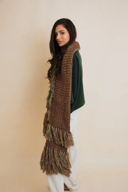 Fluffy Knit Fringe Winter Scarf Leto Collection