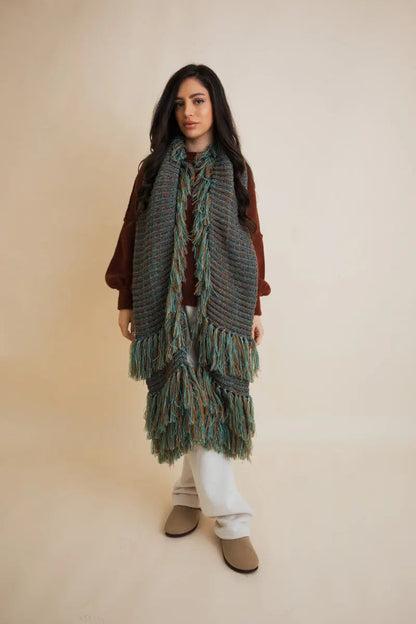 Fluffy Knit Fringe Winter Scarf Leto Collection