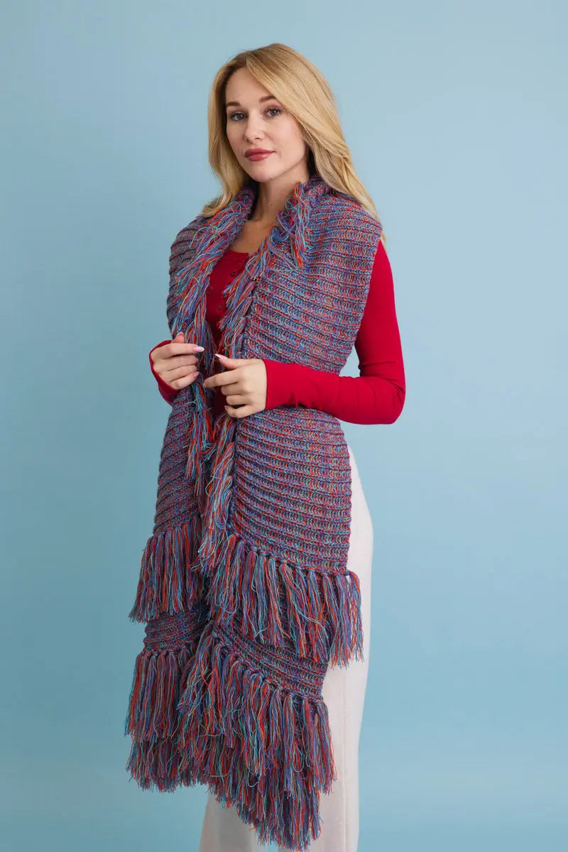 Fun & Fluffy Knit Fringe Winter Scarf Leto Collection