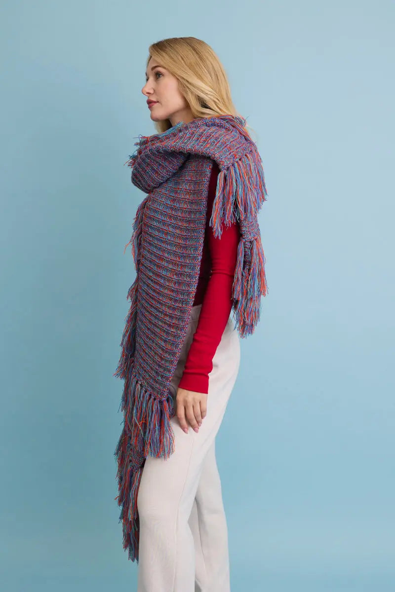 Fun & Fluffy Knit Fringe Winter Scarf Leto Collection