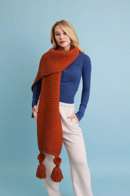 Warm Embrace Knit Scarf with Poms 🧣 Leto Collection