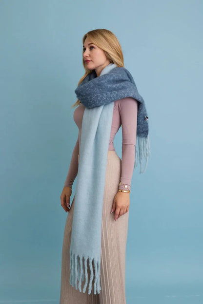 Cozy Solid Two Tone Tassel Scarf Leto Collection