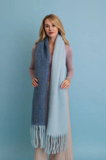 Cozy Solid Two Tone Tassel Scarf Leto Collection