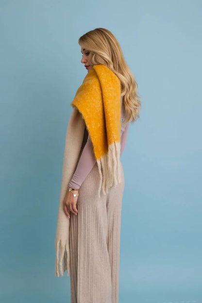 Cozy Solid Two Tone Tassel Scarf Leto Collection