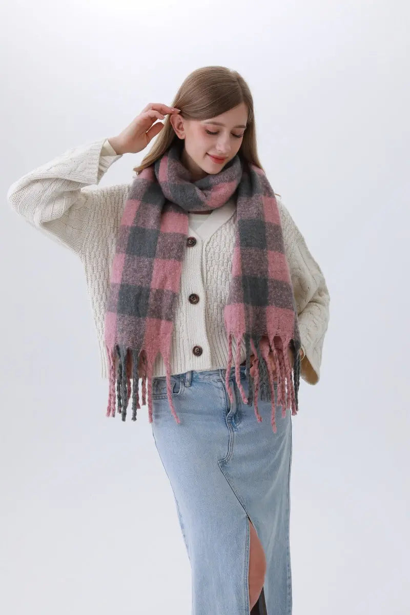 Classic Striped & Checkered Scarf – Timeless Fringe Elegance🧣✨ Leto Collection