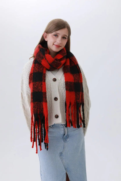 Classic Striped & Checkered Scarf – Timeless Fringe Elegance🧣✨ Leto Collection