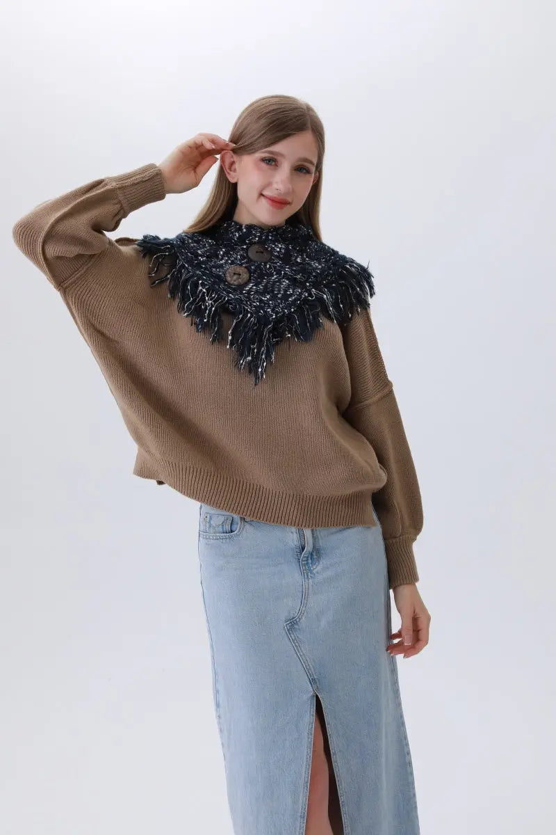Organic Coconut Button Infinity Scarf – Textured Cocoon Wrap 🌿🧣 Leto Collection