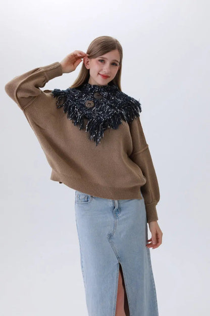 Organic Coconut Button Infinity Scarf – Textured Cocoon Wrap 🌿🧣 Leto Collection