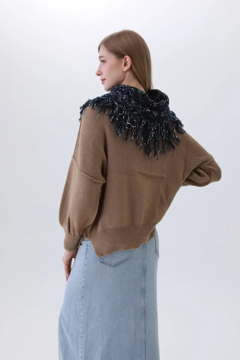 Organic Coconut Button Infinity Scarf – Textured Cocoon Wrap 🌿🧣 Leto Collection