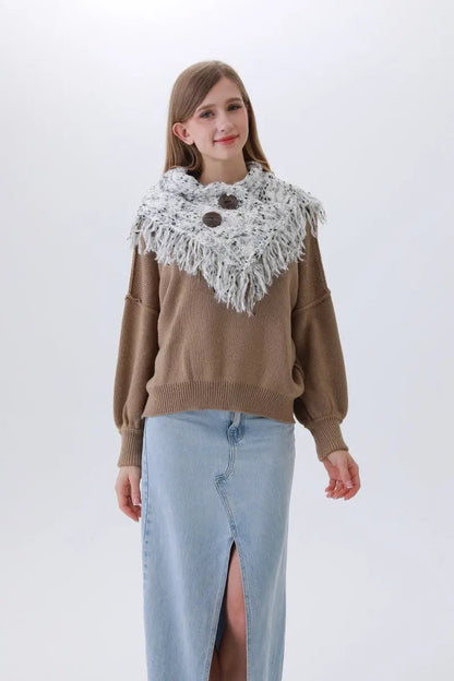 Organic Coconut Button Infinity Scarf – Textured Cocoon Wrap 🌿🧣 Leto Collection
