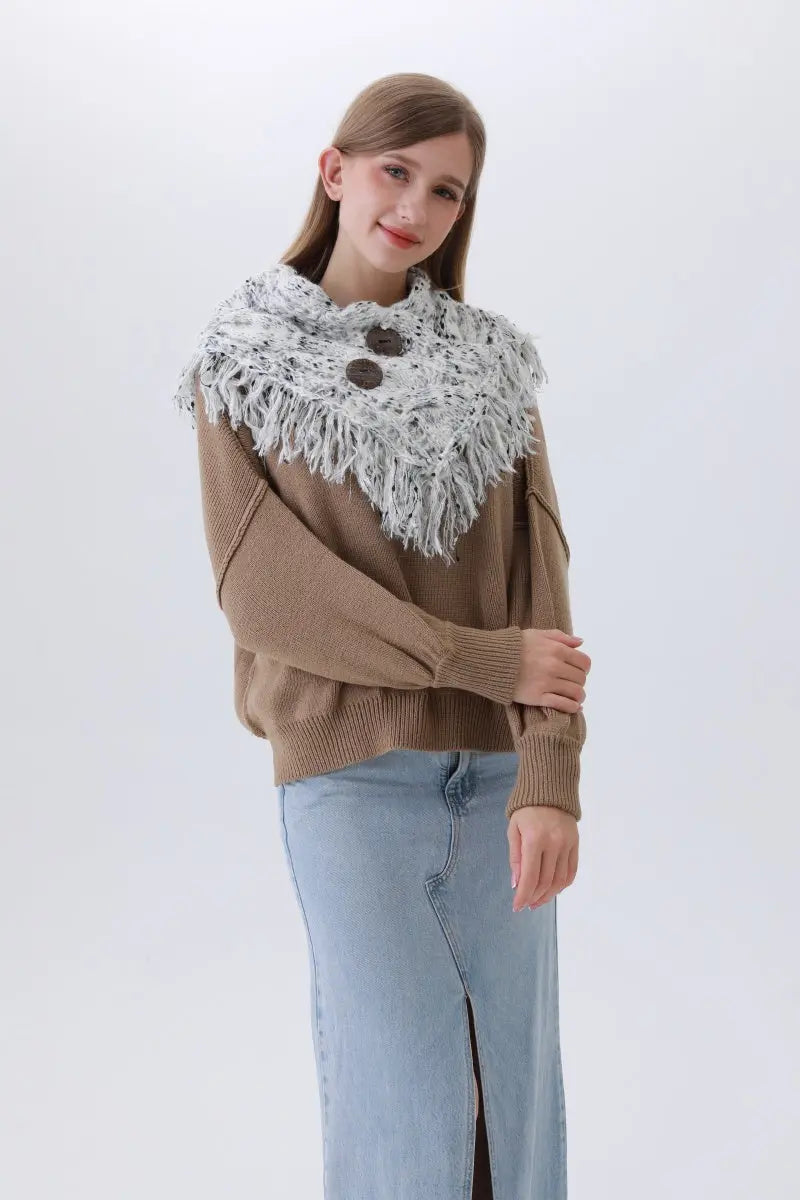 Organic Coconut Button Infinity Scarf – Textured Cocoon Wrap 🌿🧣 Leto Collection