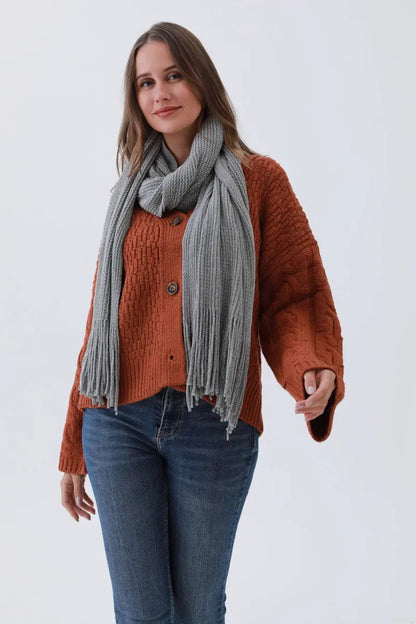 Luxe Chenille Knit Scarf – Plush Tassel Elegance☁️✨ Leto Collection