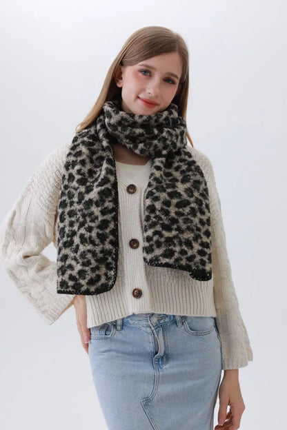 Leopard Print Woven Scarf – Animal Pattern Accent 🐆✨ Boho Clothing and Accessories