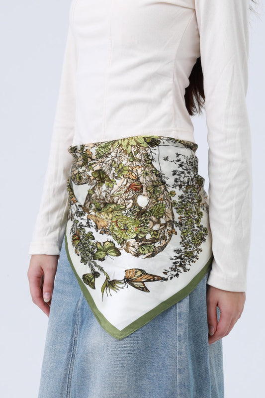 Butterfly Floral Silky Bandana - Double-Sided Design 🦋🌸 Leto Collection