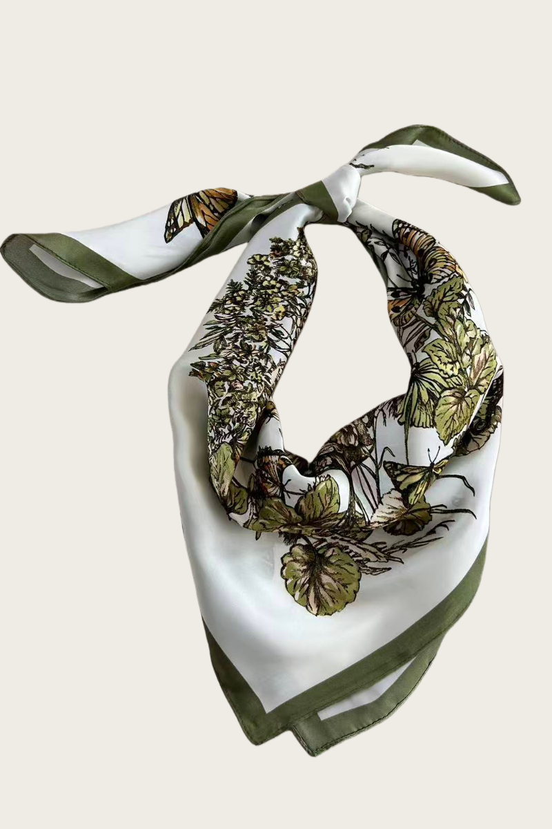 Butterfly Floral Silky Bandana - Double-Sided Design 🦋🌸 Leto Collection