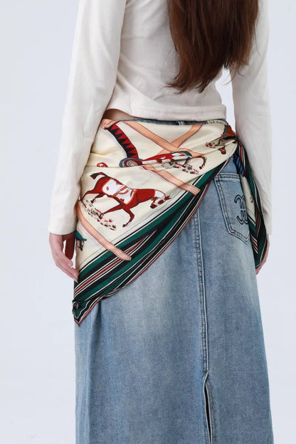 Galloping Horses Bandana - Equestrian Print Scarf 🐎🧣 Leto Collection
