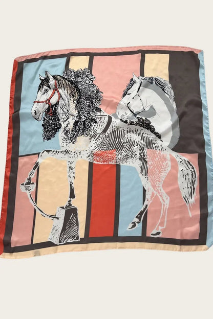 Equestrian Print Silk Scarf – Classic Horse Design 🐎🧣 Leto Collection