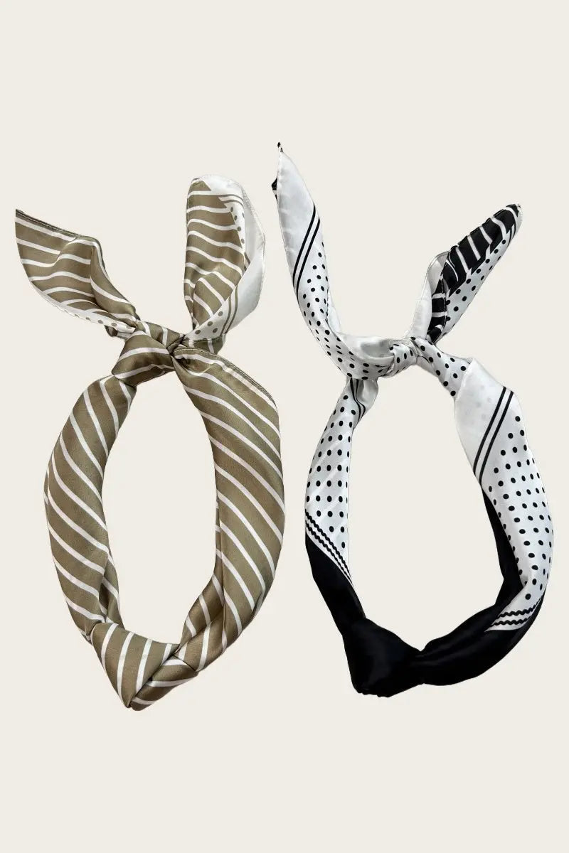 Striped Dot Silky Bandana – Multi-Way Style Scarf 🌞🧣 Leto Collection