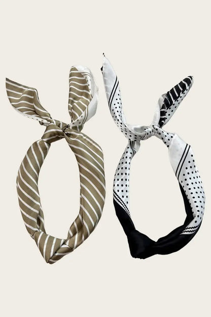 Striped Dot Silky Bandana – Multi-Way Style Scarf 🌞🧣 Leto Collection