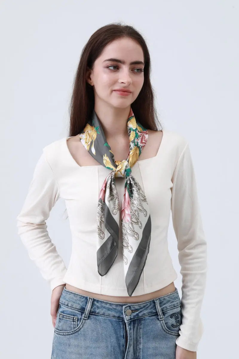 Magnolia Bloom Bandana - Floral Silk Scarf 🌸🧣 Leto Collection