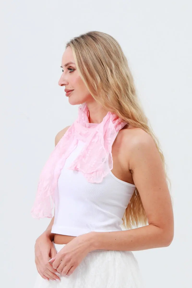 Delicate Mesh Embroidered Oblong Scarf – Sheer & Airy Lightweight Wrap 🌬️ Leto Collection