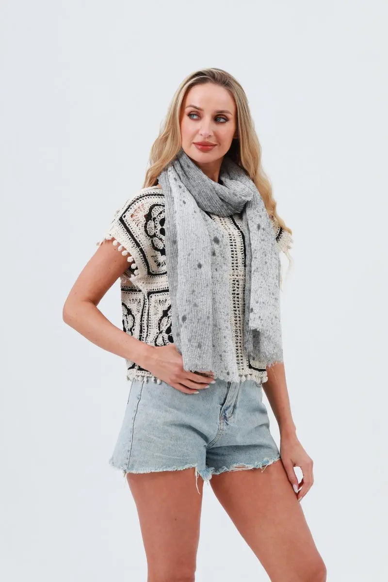 Tie-Dye Ribbed Oblong Scarf – Fringed & Artistic Wrap 🎨🧣 Leto Collection