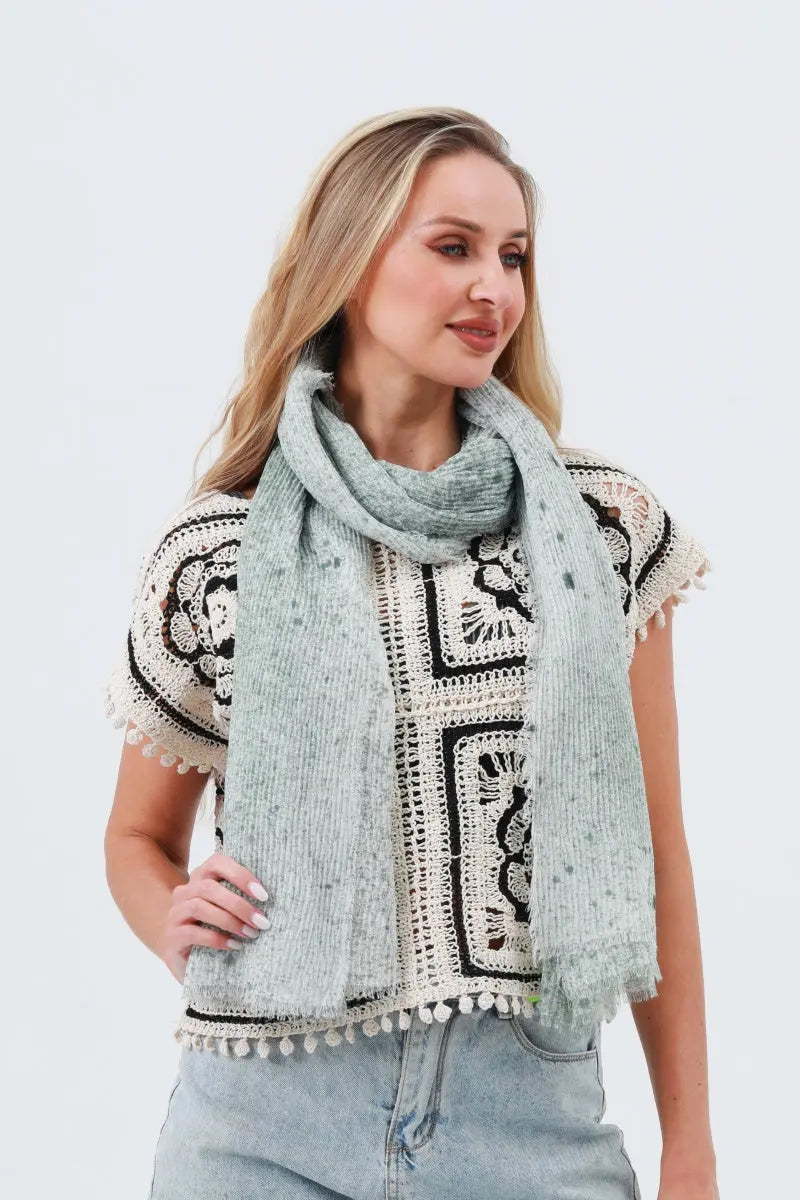 Tie-Dye Ribbed Oblong Scarf – Fringed & Artistic Wrap 🎨🧣 Leto Collection