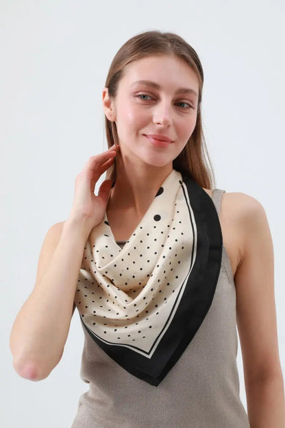Vintage Polka Dot Scarf – Black Edged Summer Square Leto Collection