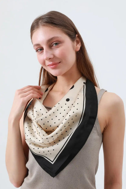 Vintage Polka Dot Scarf – Black Edged Summer Square Leto Collection
