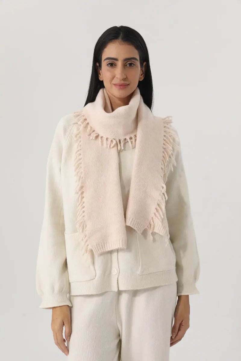 Women Solid Color Fringe Knit Scarf Soft Warm Plain Tassel Winter Wrap 🧣🤎 Leto Collection