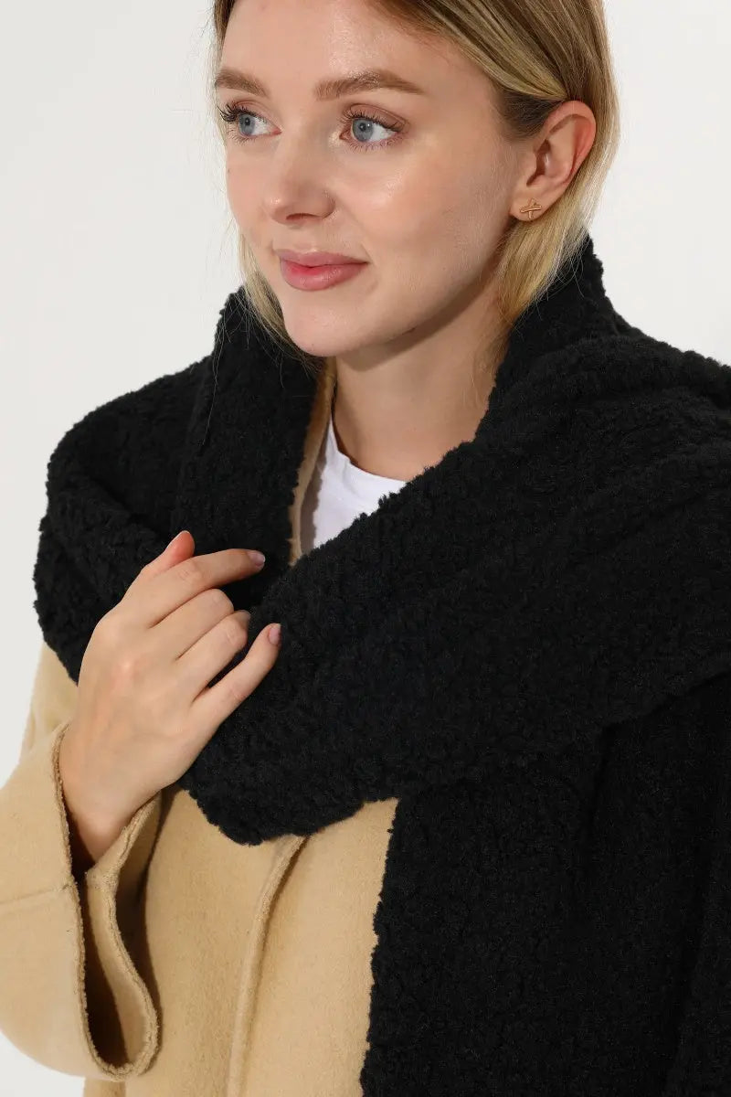 Plush Teddy Fleece Tassel Scarf Solid Warm Winter Women Shawl 🧣🤎 Leto Collection