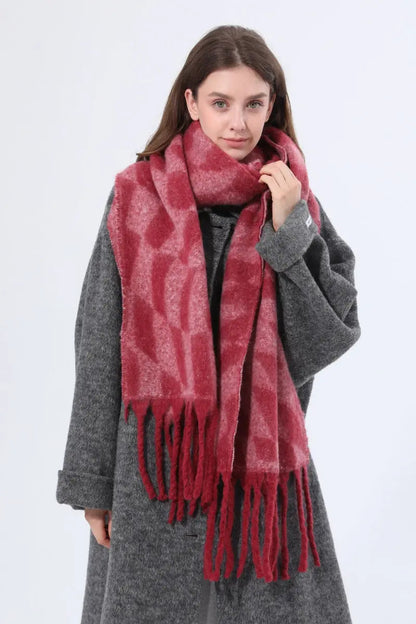Women Abstract Diamond Check Tassel Scarf Soft Thick Winter Wrap Shawl 🧣✨ Leto Collection