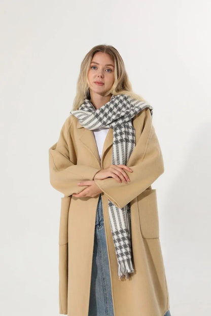 Classic Houndstooth Tassel Scarf Soft Warm Women Winter Shawl 🧣✨ Leto Collection