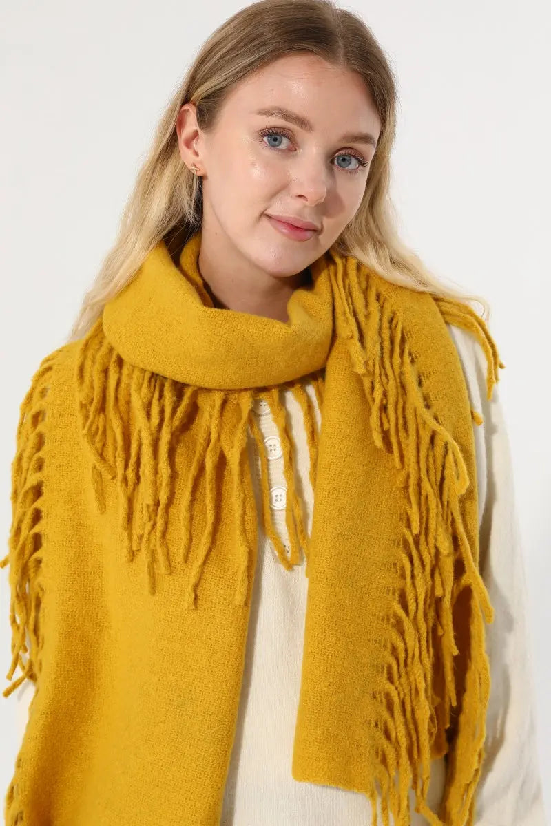 Women Solid Knit Tassel Scarf Thick Warm Winter Shawl 🧶❄️ Leto Collection