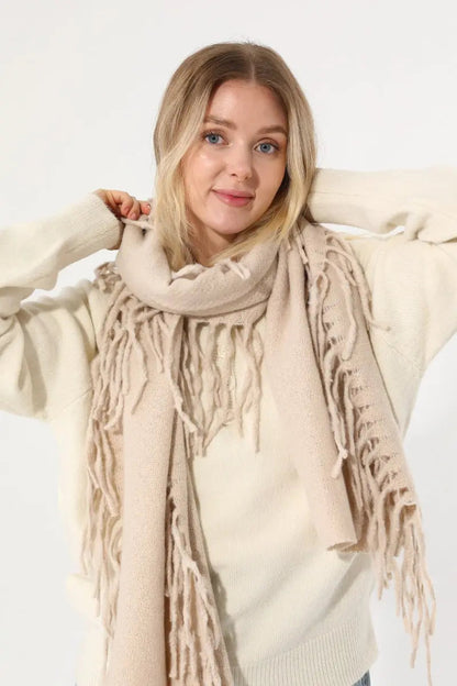Women Solid Knit Tassel Scarf Thick Warm Winter Shawl 🧶❄️ Leto Collection