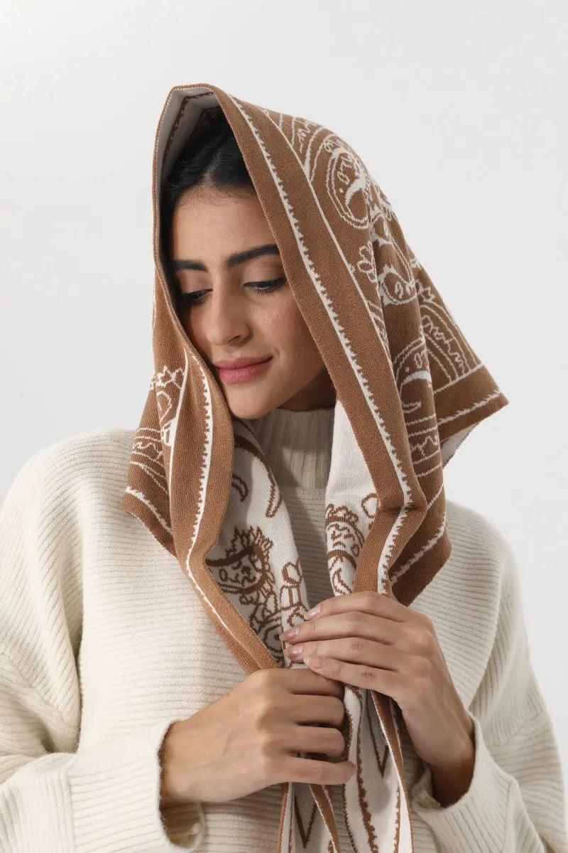 Paisley Knit Triangle Scarf Multi Wear Head Wrap 🧶🍂 Leto Collection